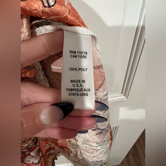 NWOT Komarov Lace Crinkle Dress Small Pink Orange - Picture 6 of 6